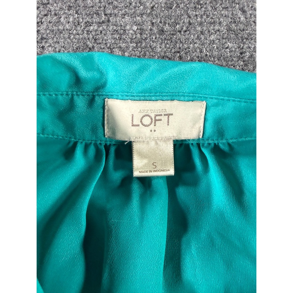 Ann Taylor Loft Teal Green Sleeveless Button Front Blouse Top Small - Picture 3 of 5